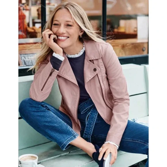 Boden Wren Biker pink milkshake Jacket size 14 - Picture 2 of 10